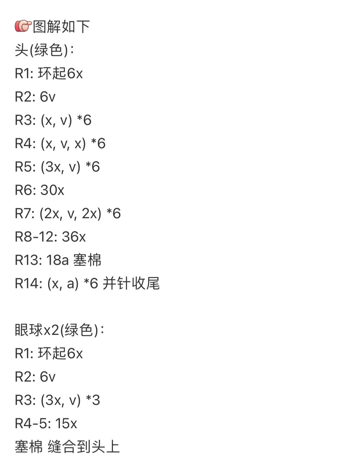 Crochet pattern for green monster amigurumi keychain with headphones