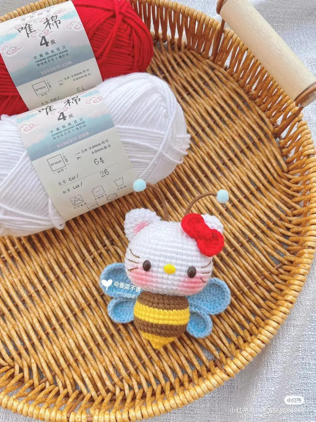 Crochet Pattern for Hello Kitty Bee Amigurumi Doll