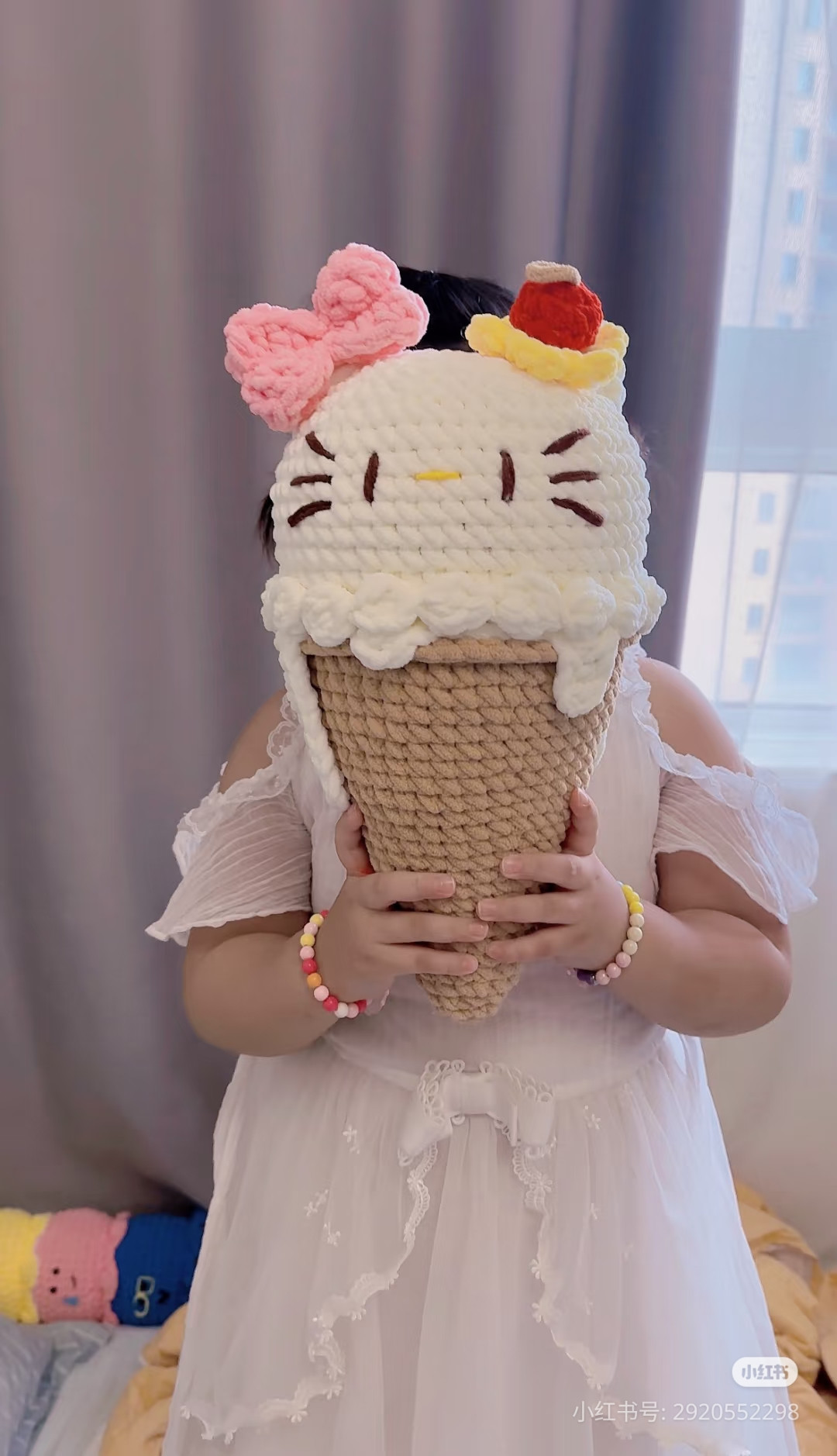 Crochet Pattern for Hello Kitty Ice Cream Cone Bucket Hat