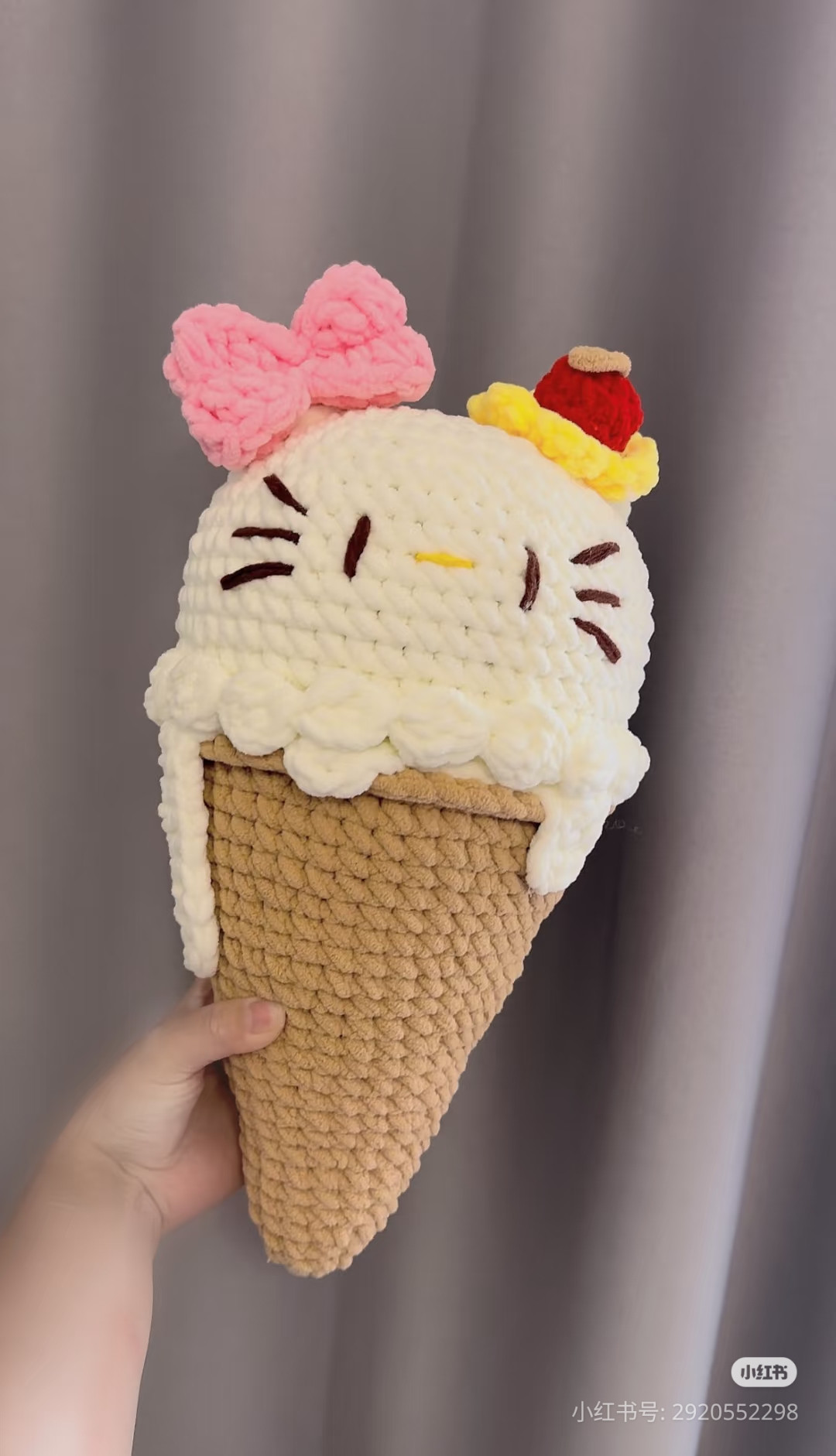 Crochet Pattern for Hello Kitty Ice Cream Cone Bucket Hat
