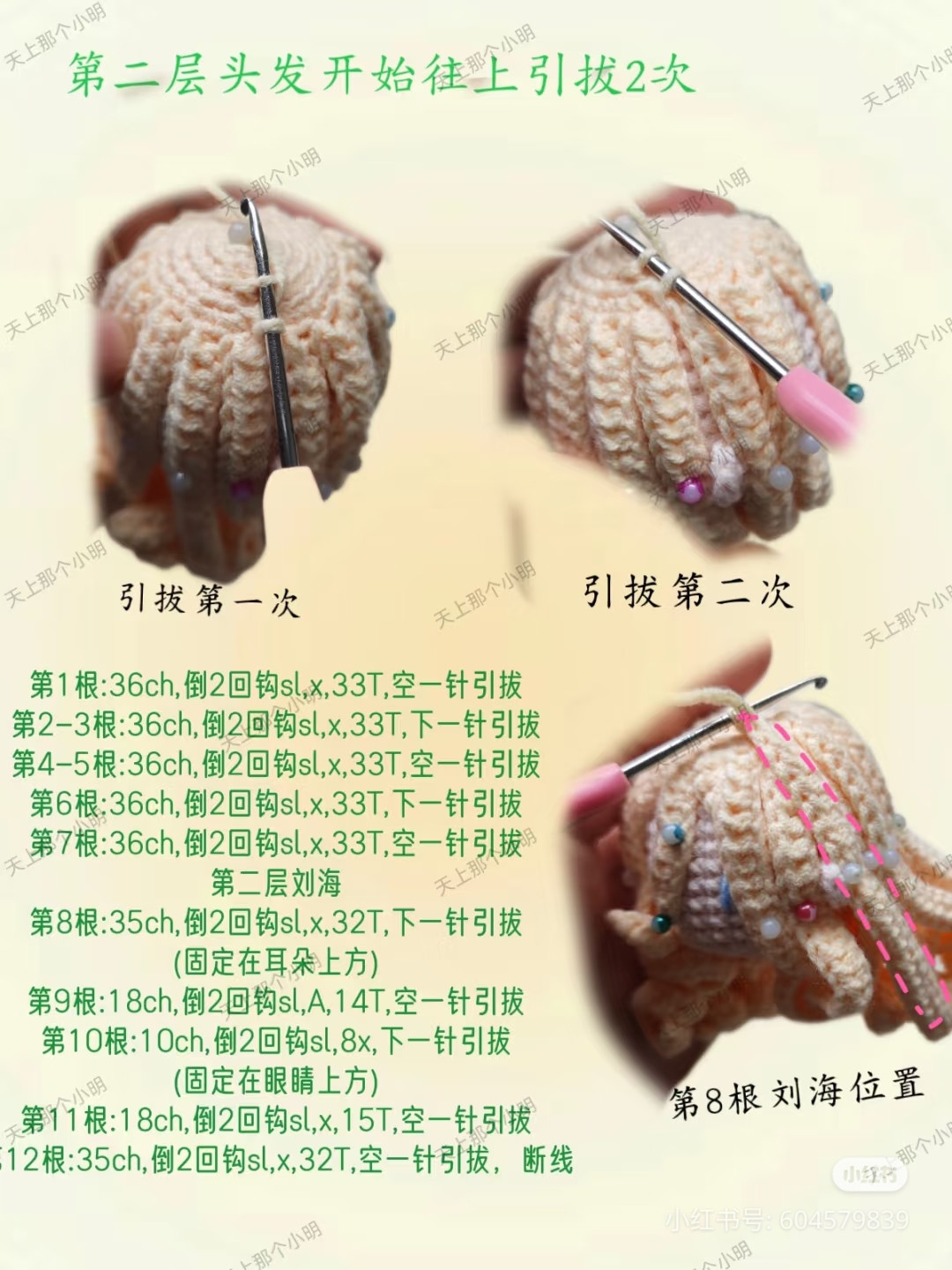 Crochet pattern for Historia doll head and hair