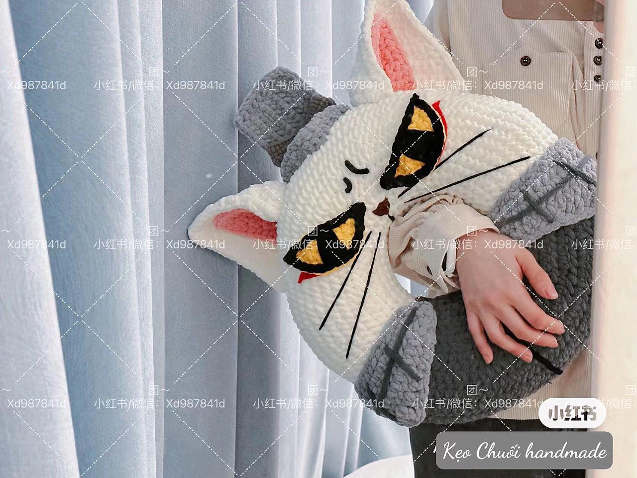 Crochet Pattern for Li Bing Cat Neck Pillow Amigurumi