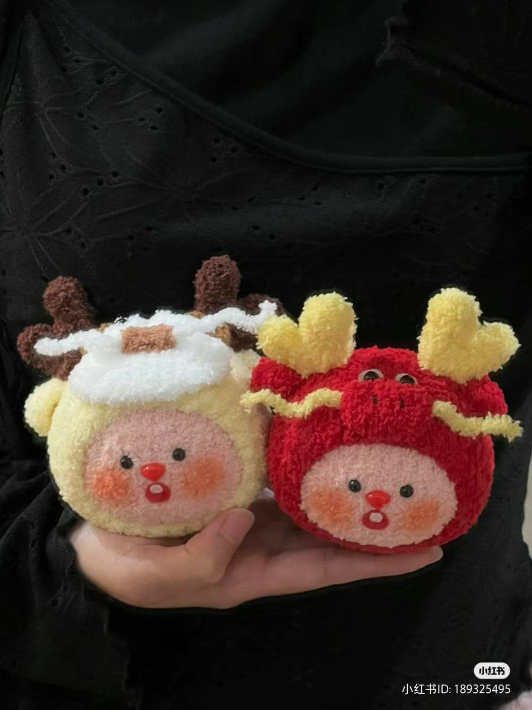 Crochet Pattern for Loopy Dragon Dolls in Yellow and Red