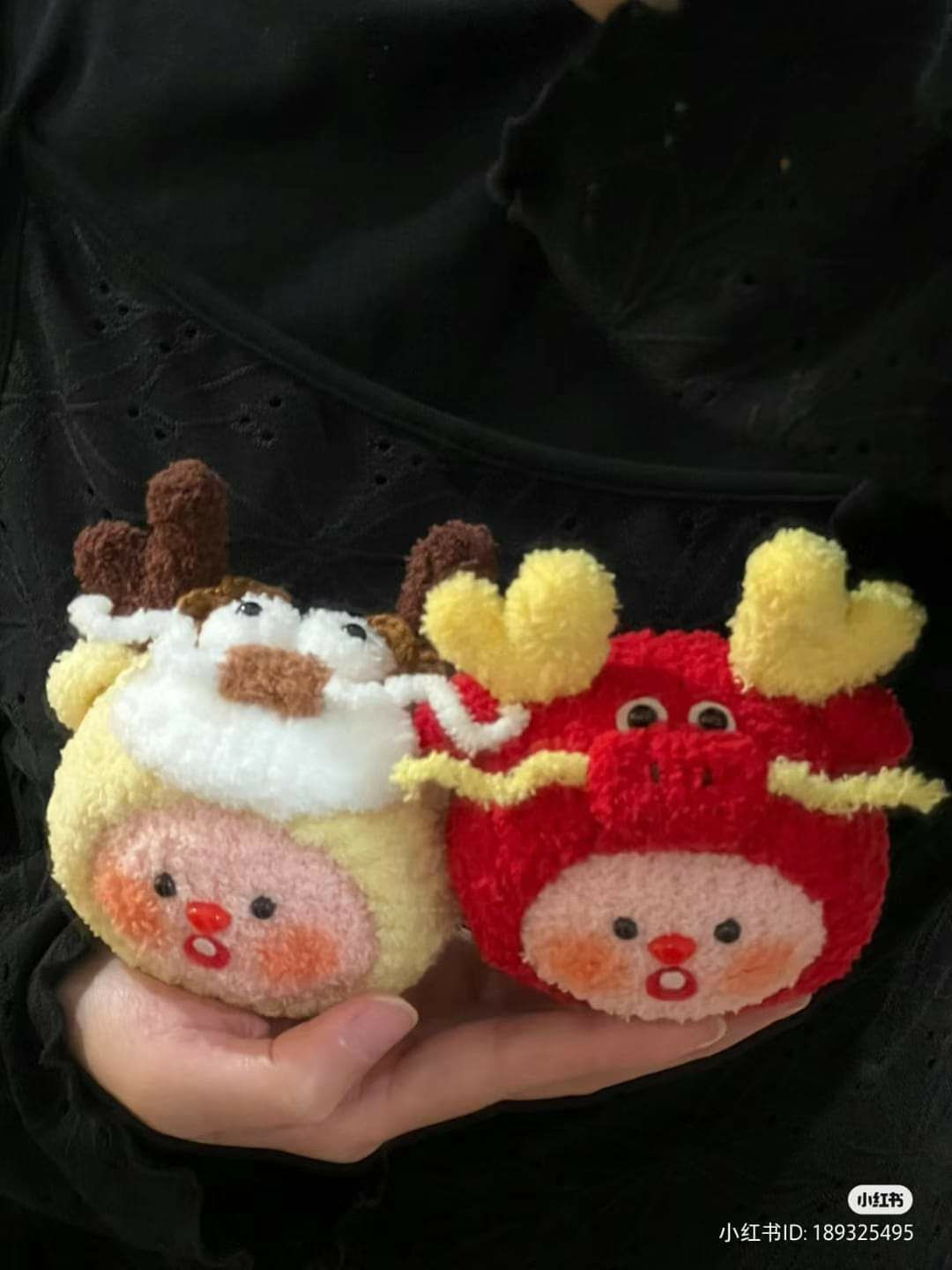 Crochet Pattern for Loopy Dragon Dolls in Yellow and Red