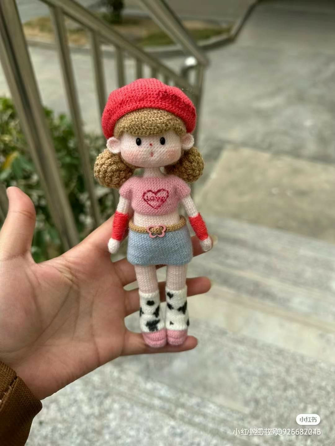 Crochet Pattern for Love Signal Popcorn Braid Doll