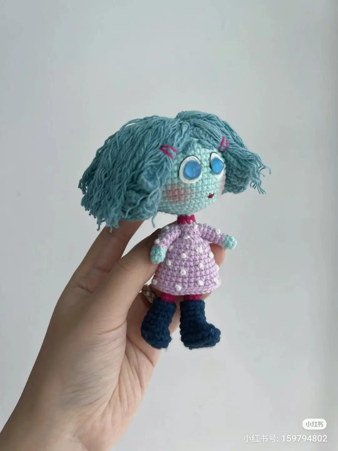 Crochet Pattern for Lucy from Brainstorm Team 2 Amigurumi Doll with Blue Hair and Purple Dress