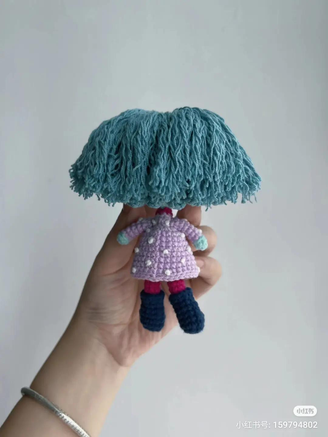 Crochet Pattern for Lucy from Brainstorm Team 2 Amigurumi Doll with Blue Hair and Purple Dress