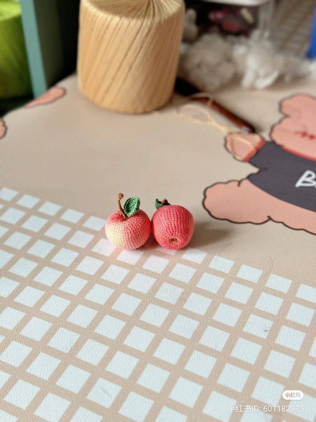 Crochet Pattern for Medium Size Peach with Leaves and Stem