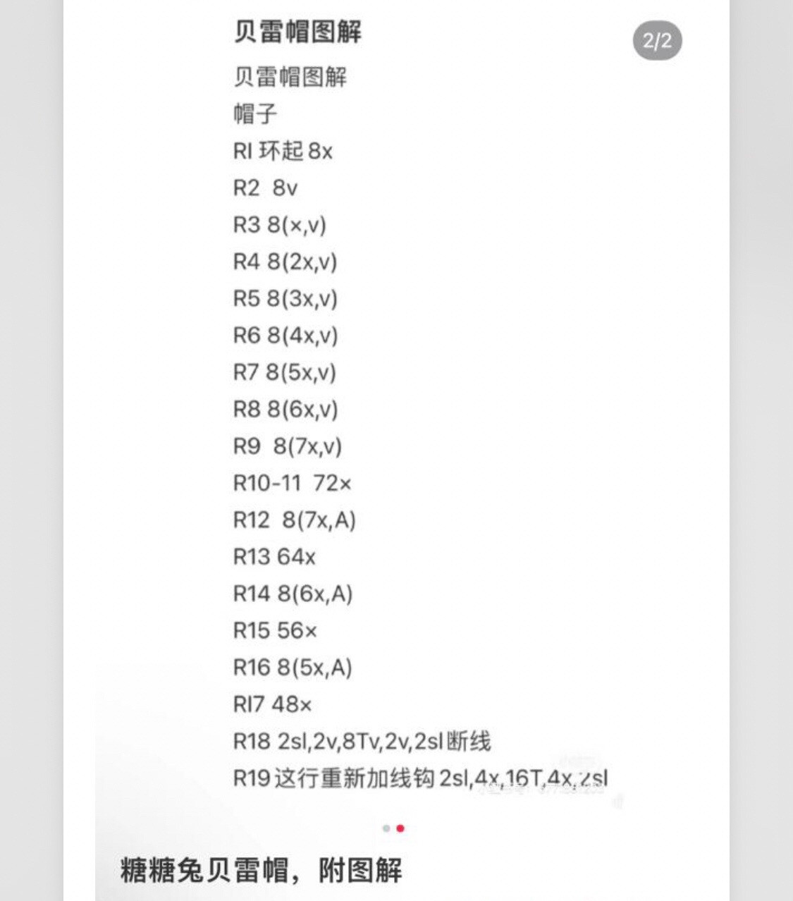 Crochet Pattern for Mini Granny Style Floppy Eared Rabbit Amigurumi and Beret Hat Chart