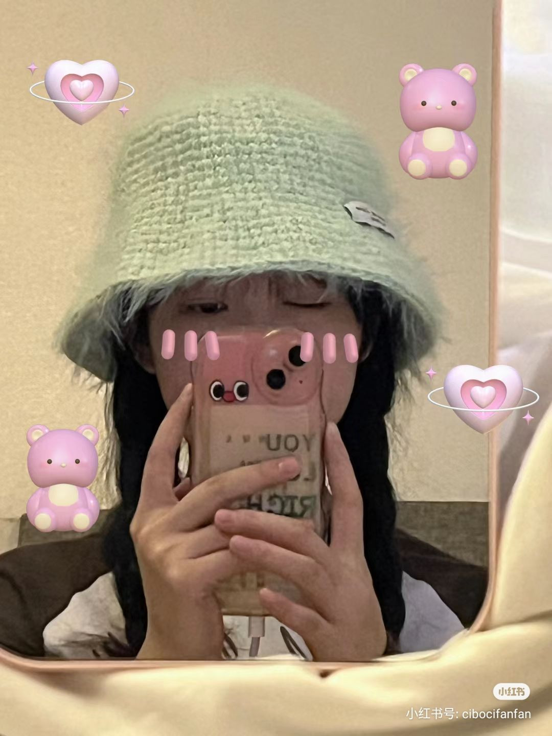 Crochet Pattern for Mint Green Fluffy Bucket Hat