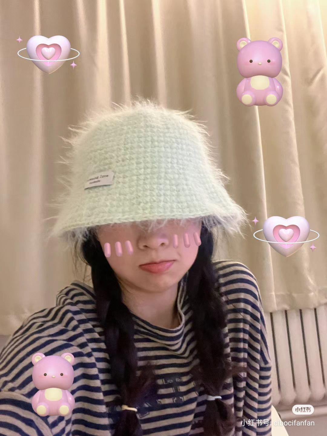 Crochet Pattern for Mint Green Fluffy Bucket Hat