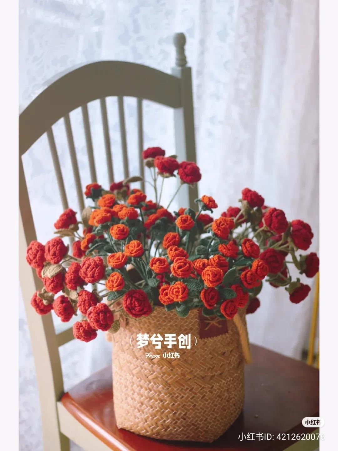 Crochet Pattern for Multi-Headed Roses and Leaves