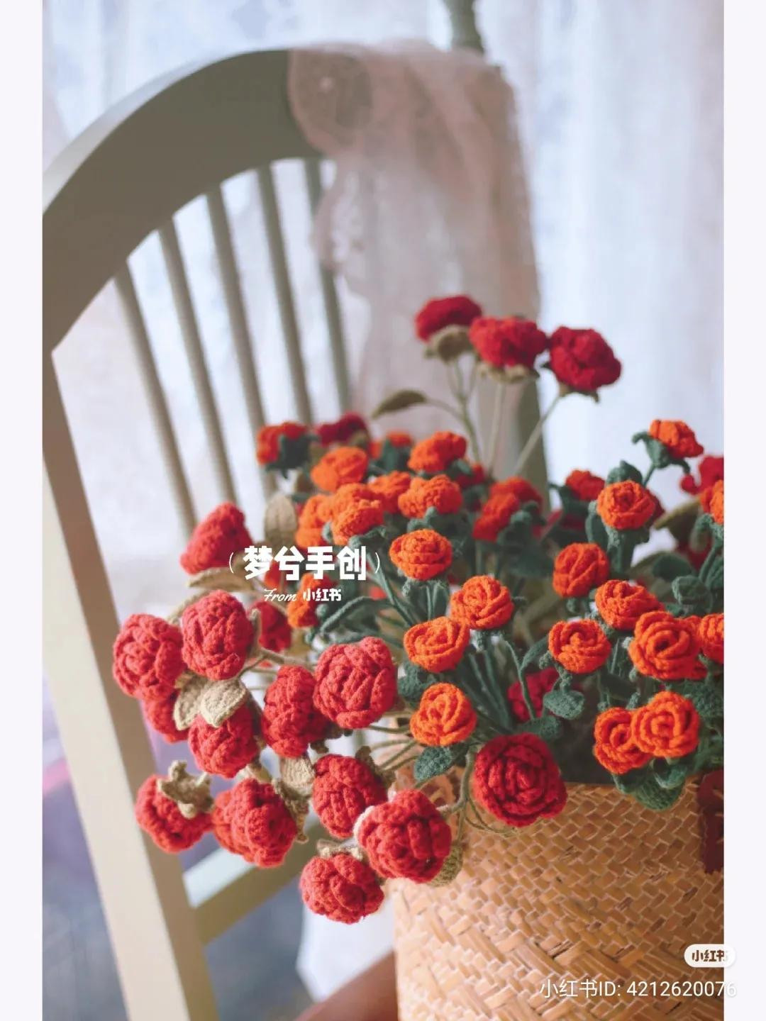 Crochet Pattern for Multi-Headed Roses and Leaves