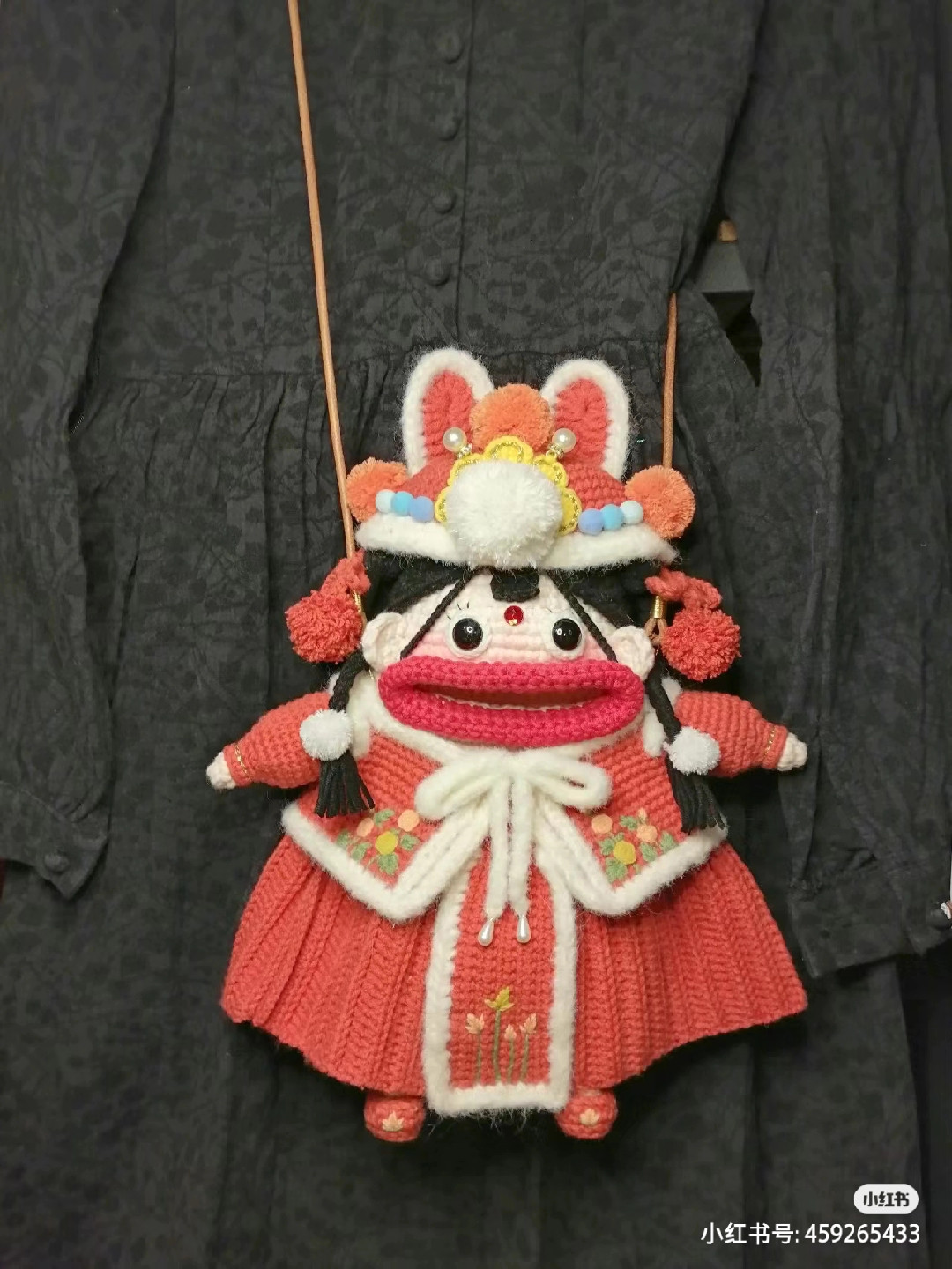 Crochet Pattern for New Year Big Mouth Bag (Jixiang Ruyi) - Chinese Traditional Doll