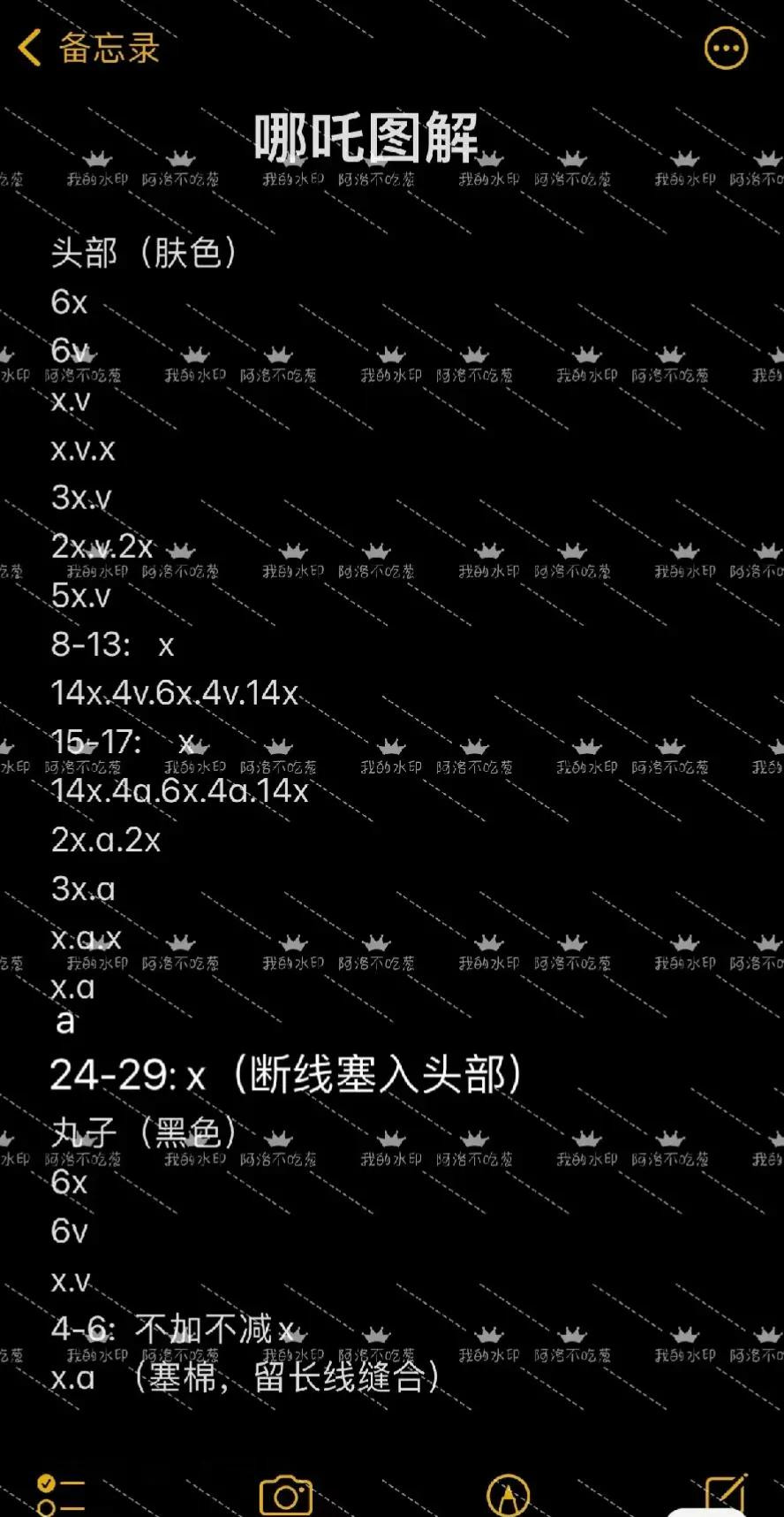 Crochet pattern for Nezha doll head and hair chart