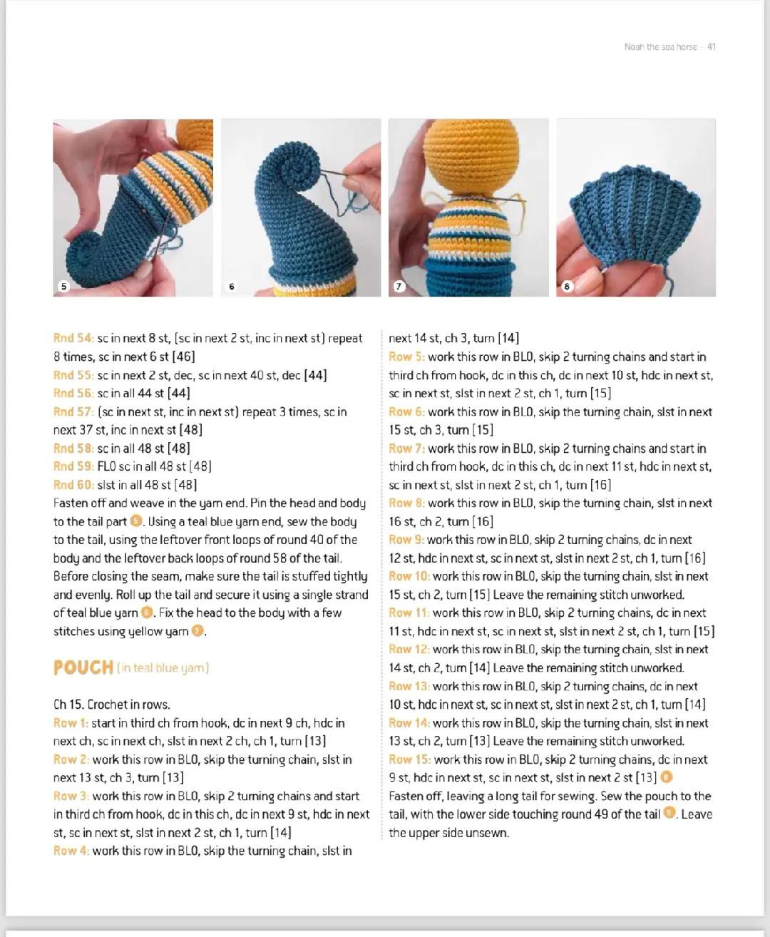 Crochet Pattern for Noah the Sea Horse Amigurumi Doll