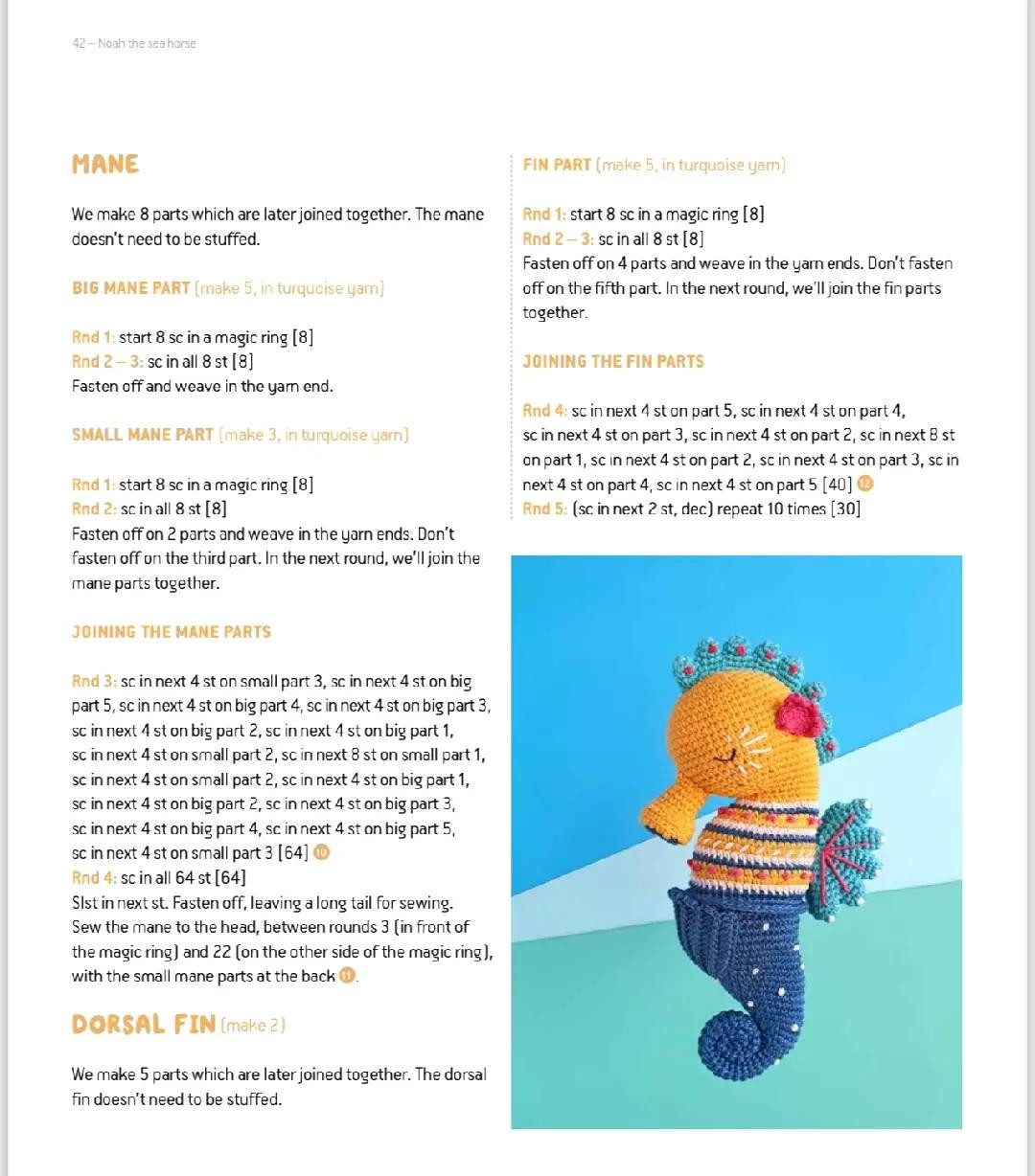 Crochet Pattern for Noah the Sea Horse Amigurumi Doll