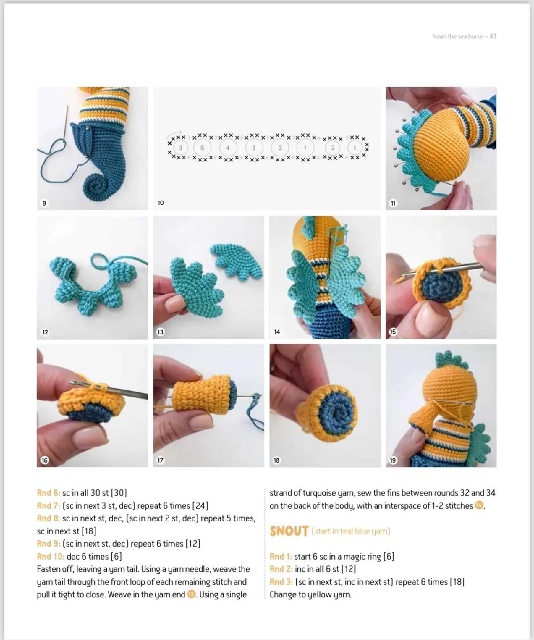 Crochet Pattern for Noah the Sea Horse Amigurumi Doll