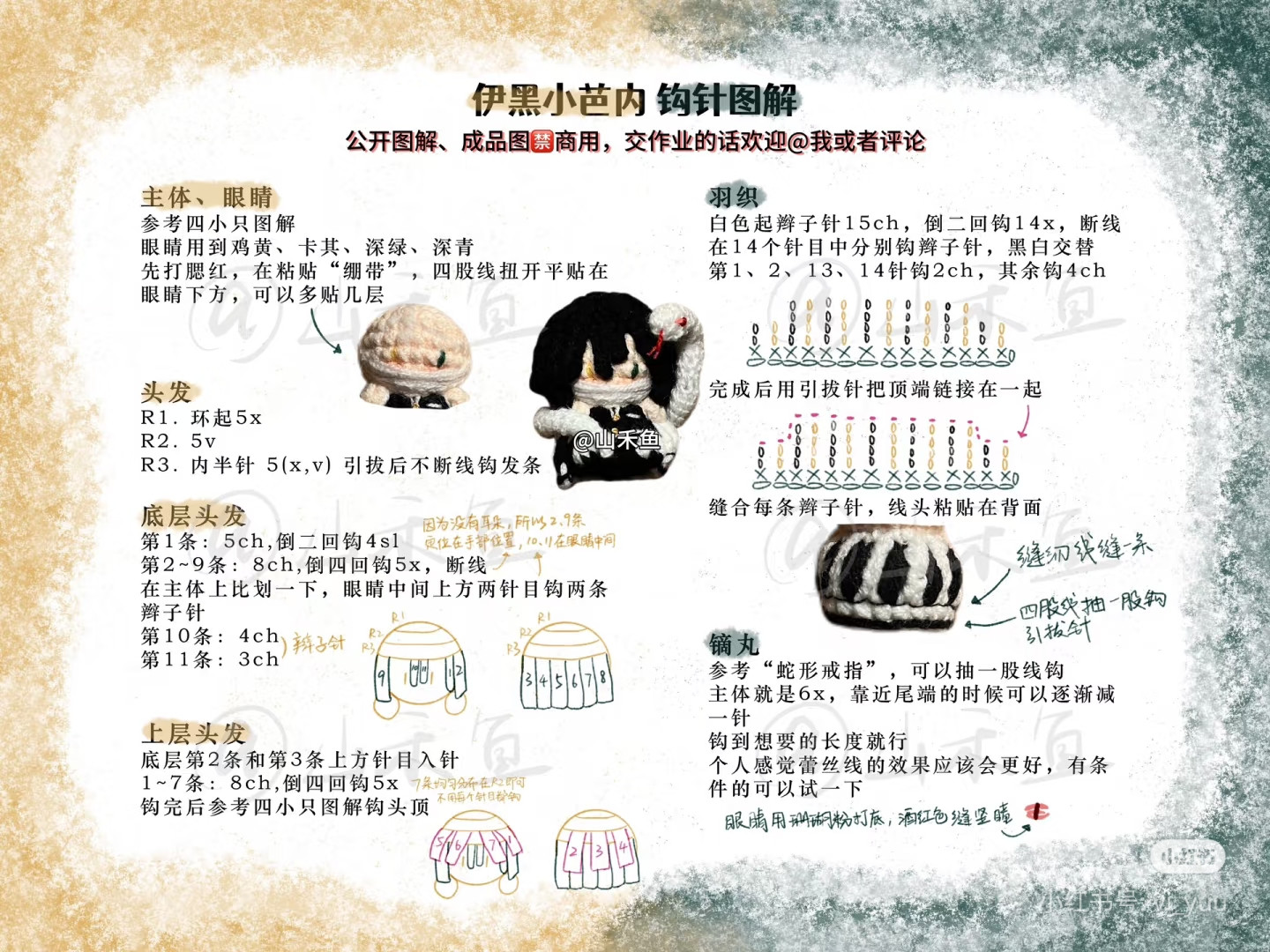 Crochet pattern for Obanai Iguro amigurumi doll