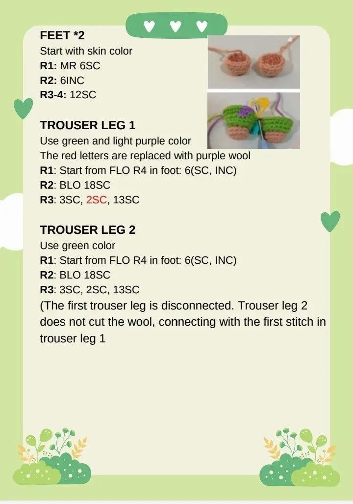 Crochet Pattern for Patrick Star Amigurumi Doll with Green Shorts and Long Tongue