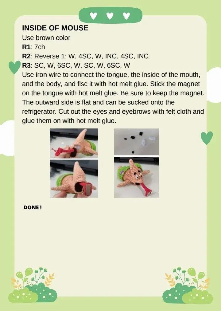 Crochet Pattern for Patrick Star Amigurumi Doll with Green Shorts and Long Tongue