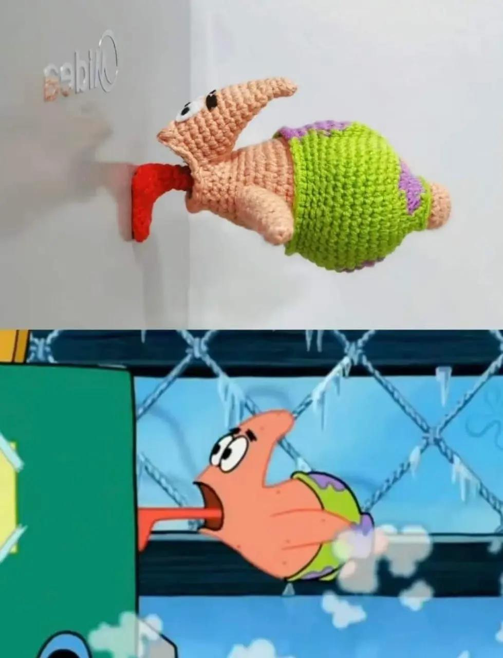 Crochet Pattern for Patrick Star Amigurumi Doll with Green Shorts and Long Tongue