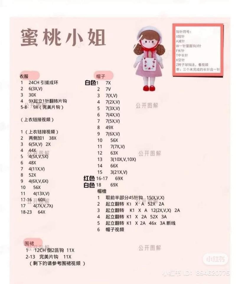 Crochet Pattern for Peach Doll Amigurumi