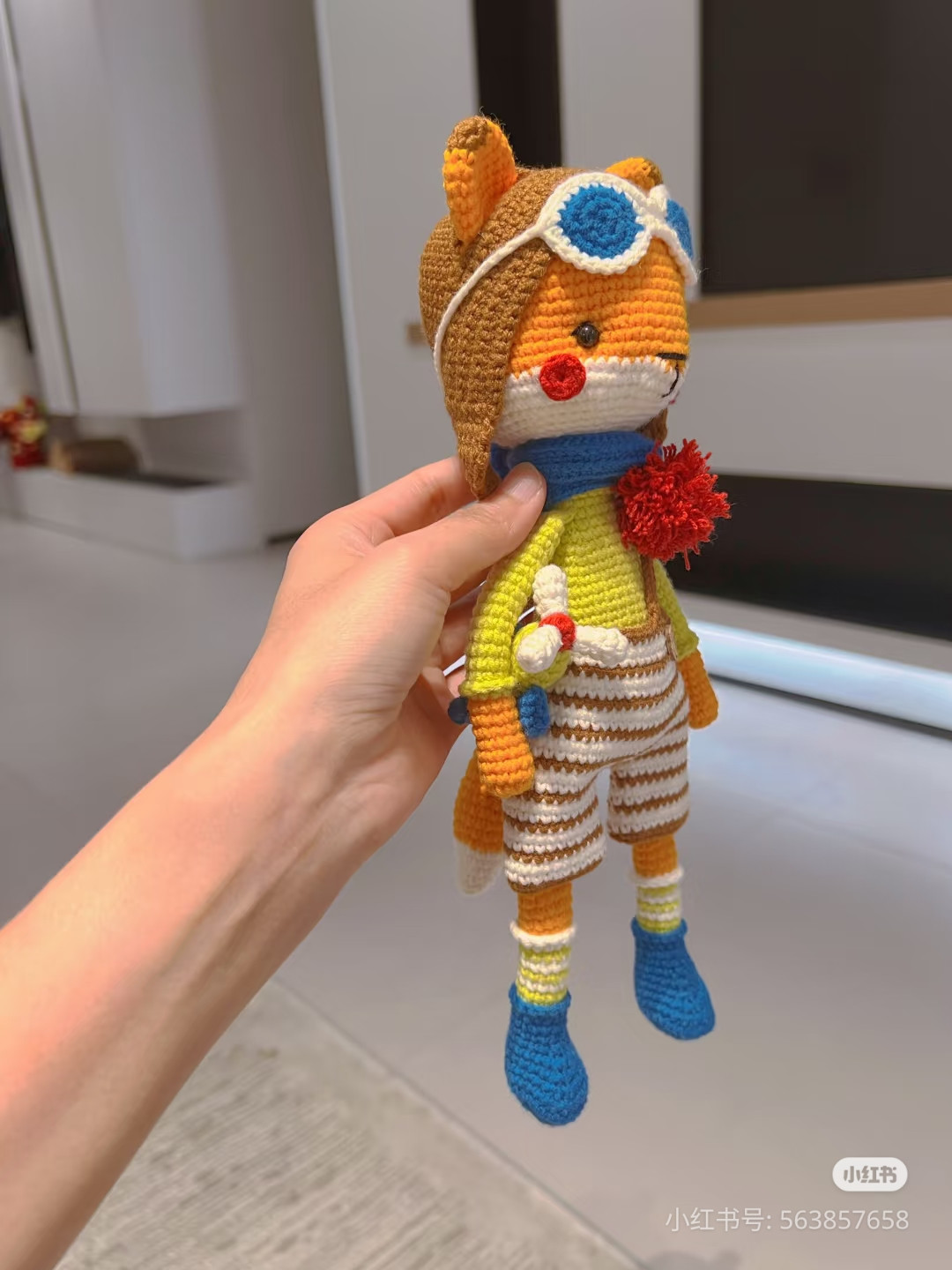 Crochet Pattern for Pilot Fox Doll with Airplane and Goggles