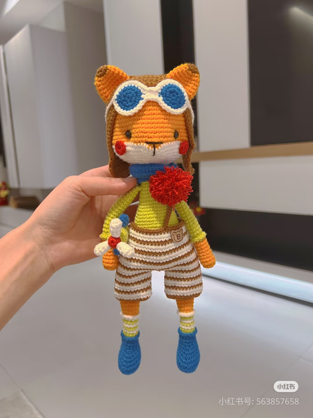 Crochet Pattern for Pilot Fox Doll with Airplane and Goggles
