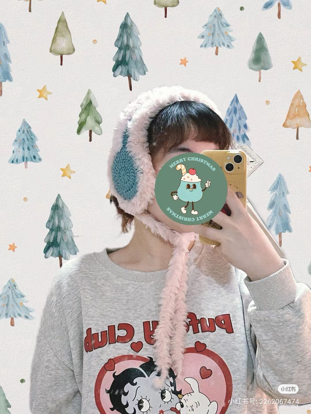 Crochet pattern for pink and blue fluffy ear warmers