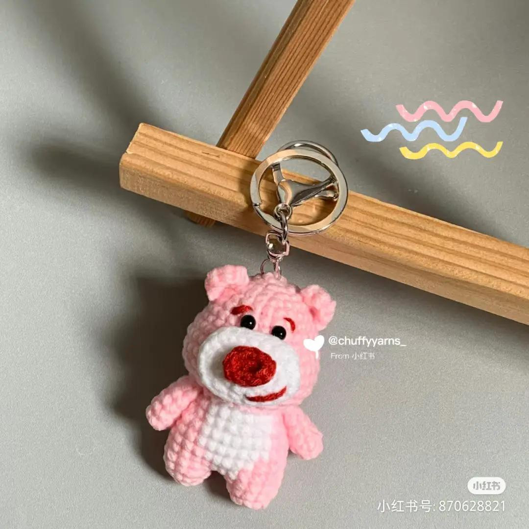Crochet Pattern for Pink Bear Keychain