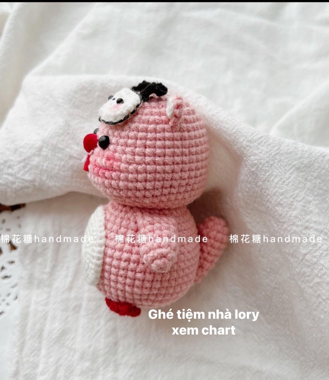 Crochet Pattern for Pink Loopy Rabbit Amigurumi Doll with Cow Sleep Mask