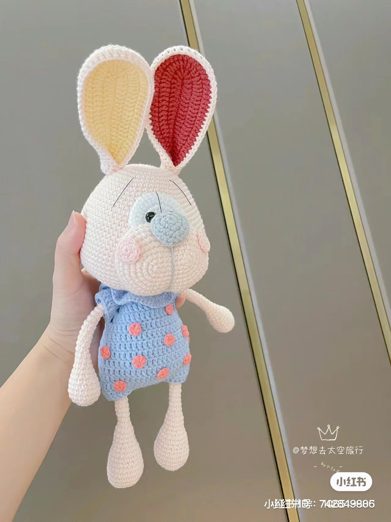 Crochet Pattern for Polka Dot Dress Rabbit Amigurumi Doll