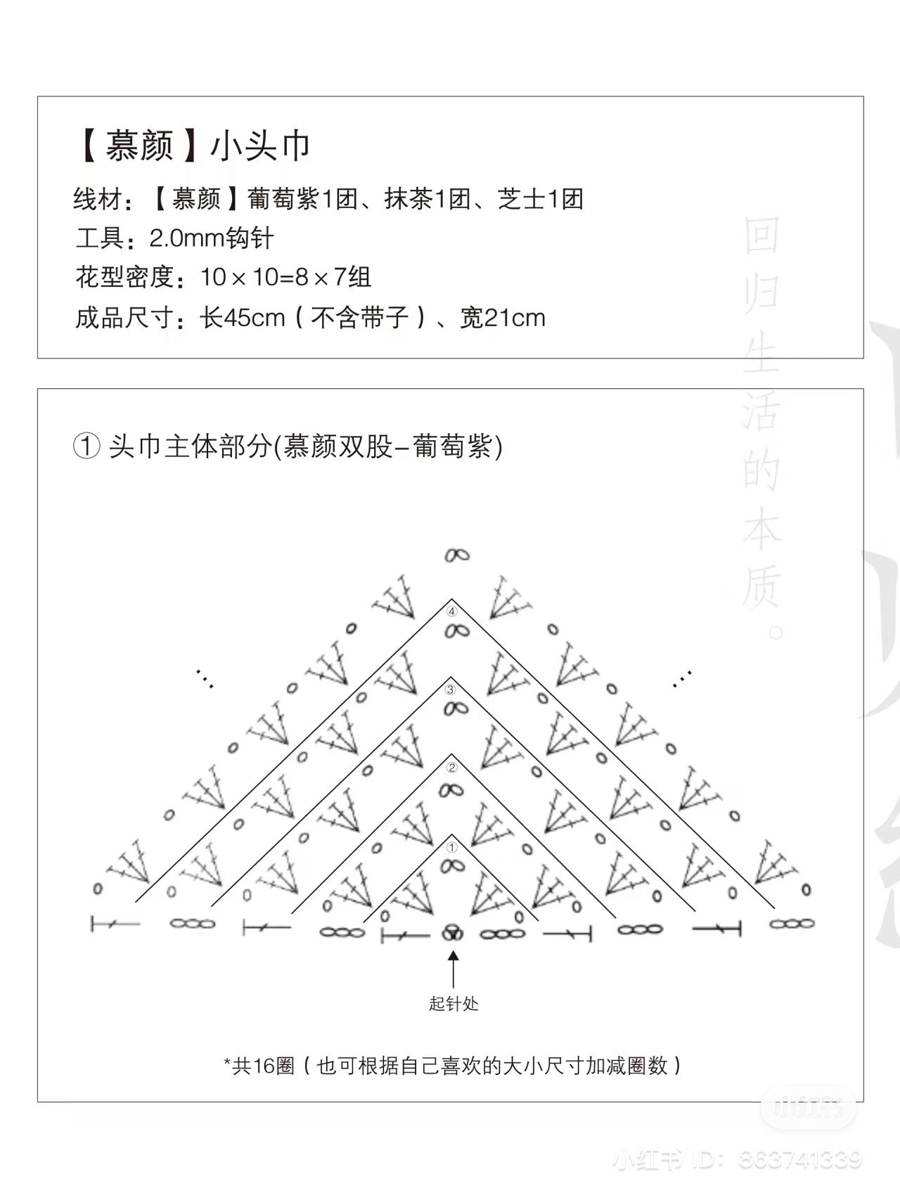 Crochet Pattern for Purple Headscarf with Roses