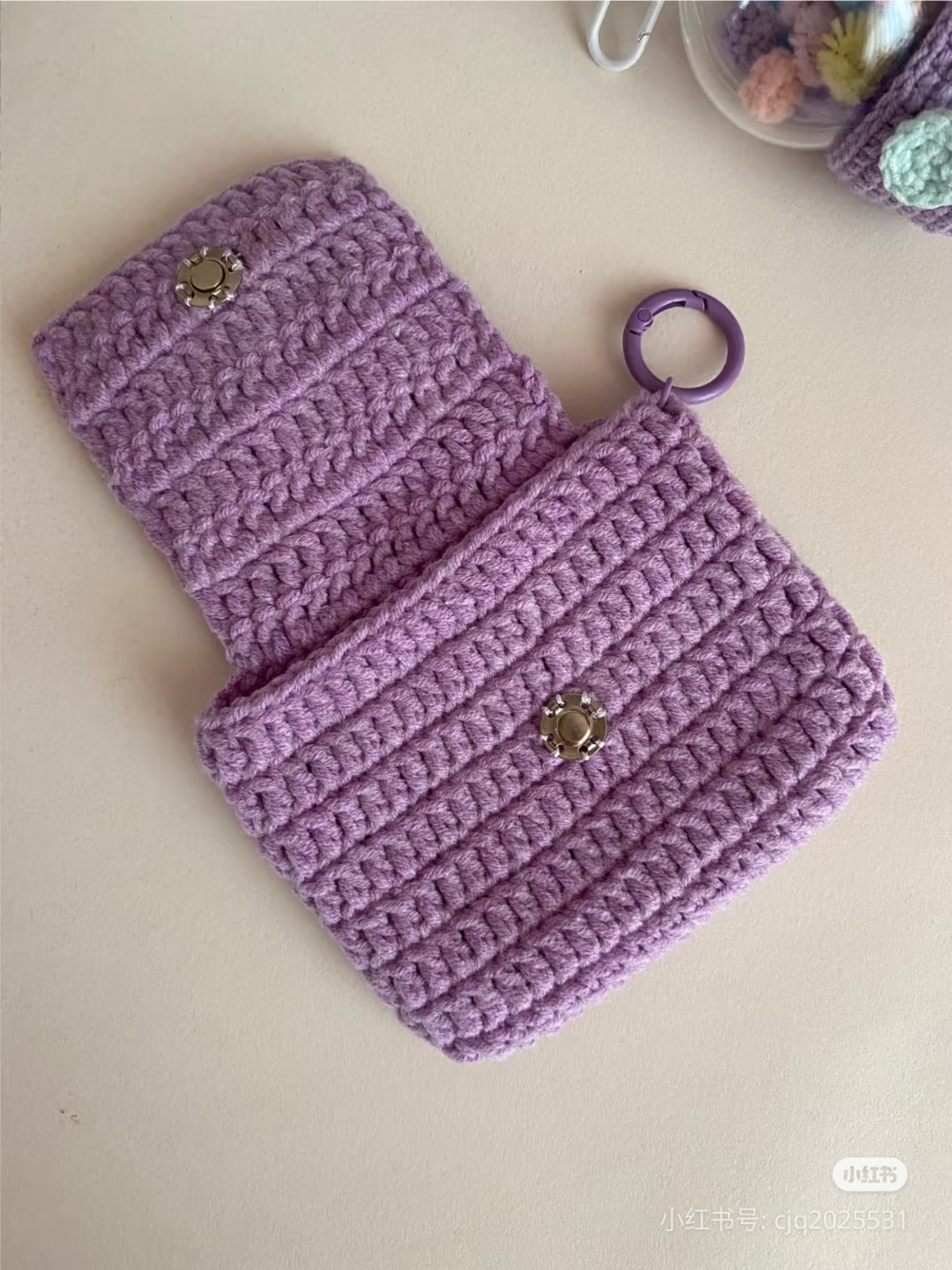 Crochet Pattern for Purple Kuromi Coin Purse with Keychain