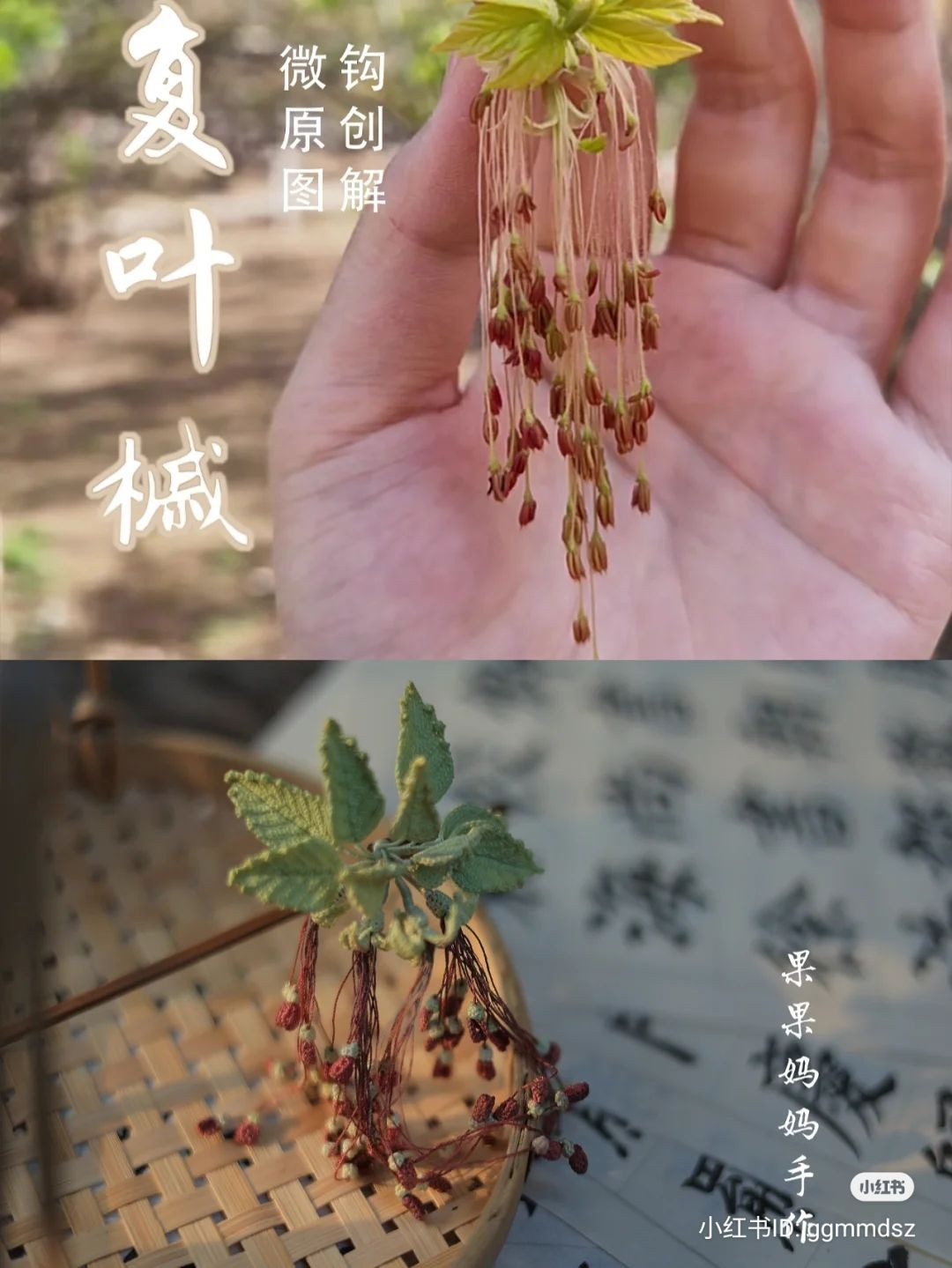 Crochet pattern for realistic maple leaves and seeds