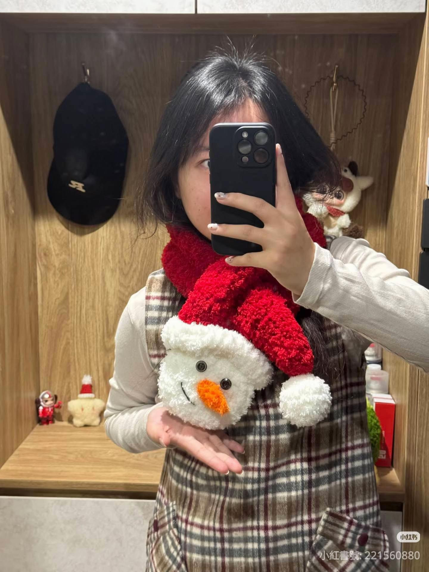 Crochet Pattern for Red Santa Hat Snowman Scarf with Coral Fleece Yarn