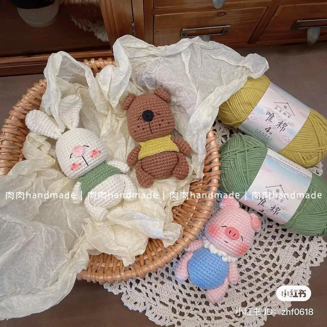 Crochet Pattern for Sleeping Bear and Bunny Amigurumi