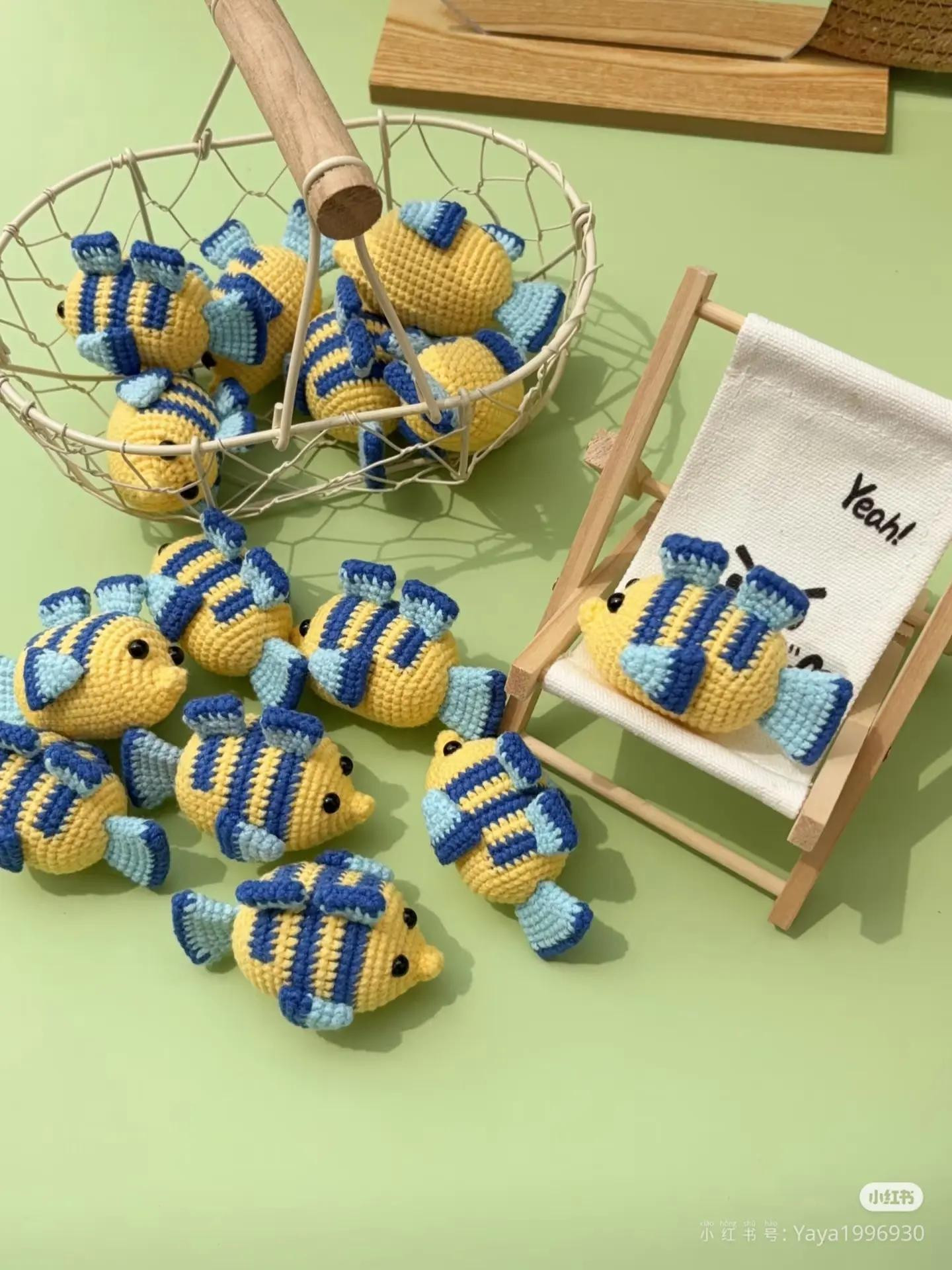 Crochet Pattern for Small Yellow and Blue Fish Amigurumi