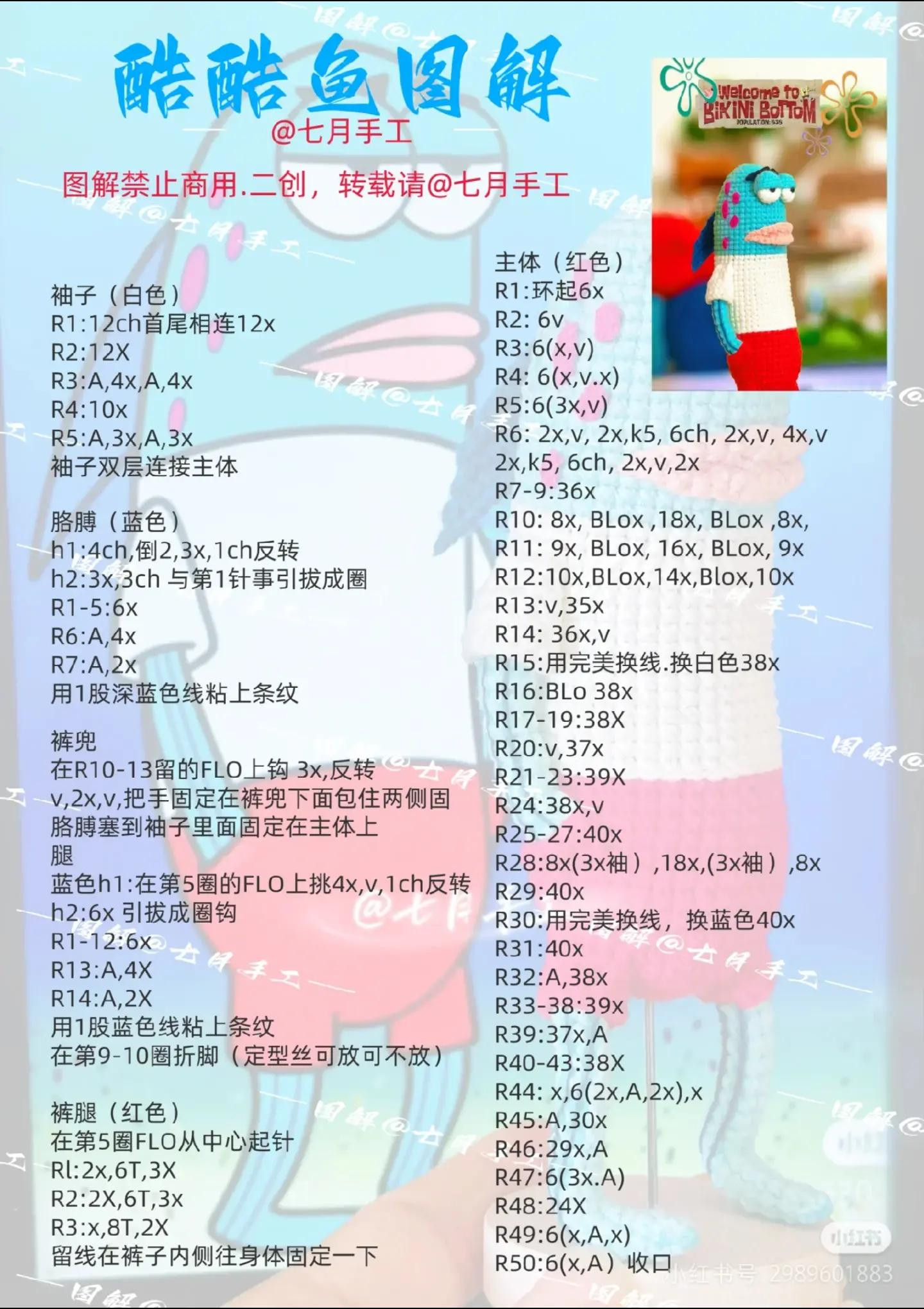 Crochet Pattern for SpongeBob Fish Characters: Incidental and Babyfish Amigurumi