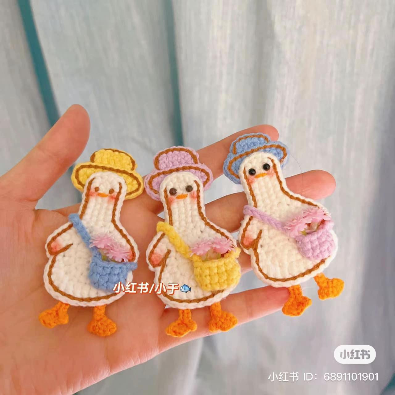 Crochet Pattern for Spring Outing and Scarf Ducks with Hats