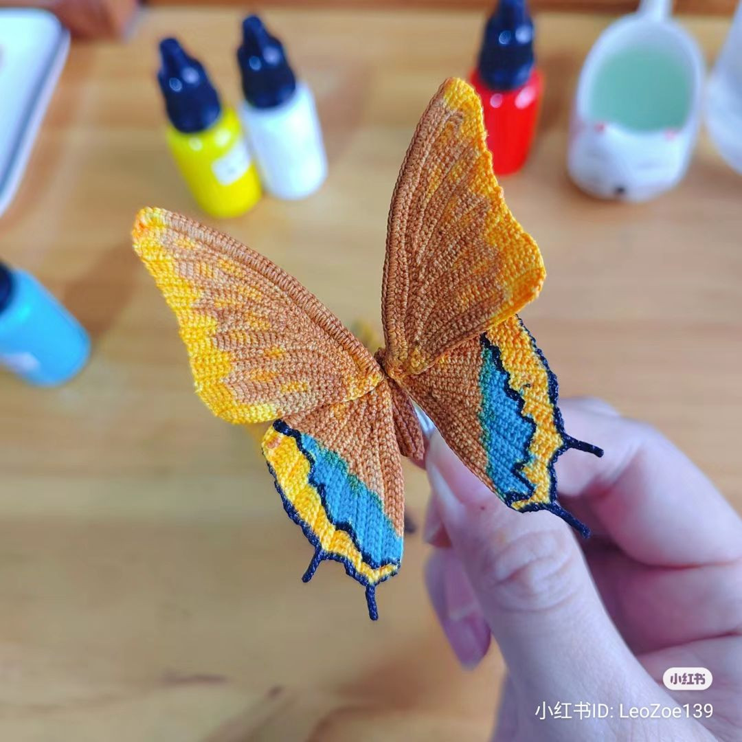 Crochet Pattern for Swallowtail Butterfly with Dyeing Instructions