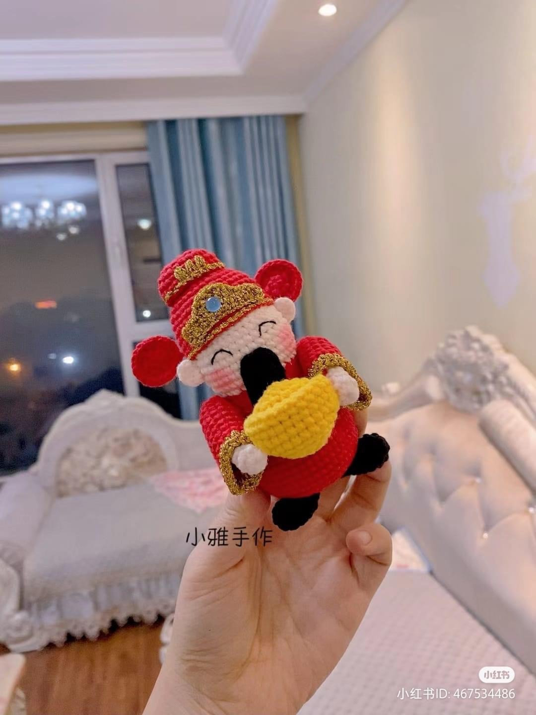 Crochet Pattern for Wealth God Rat Amigurumi Doll