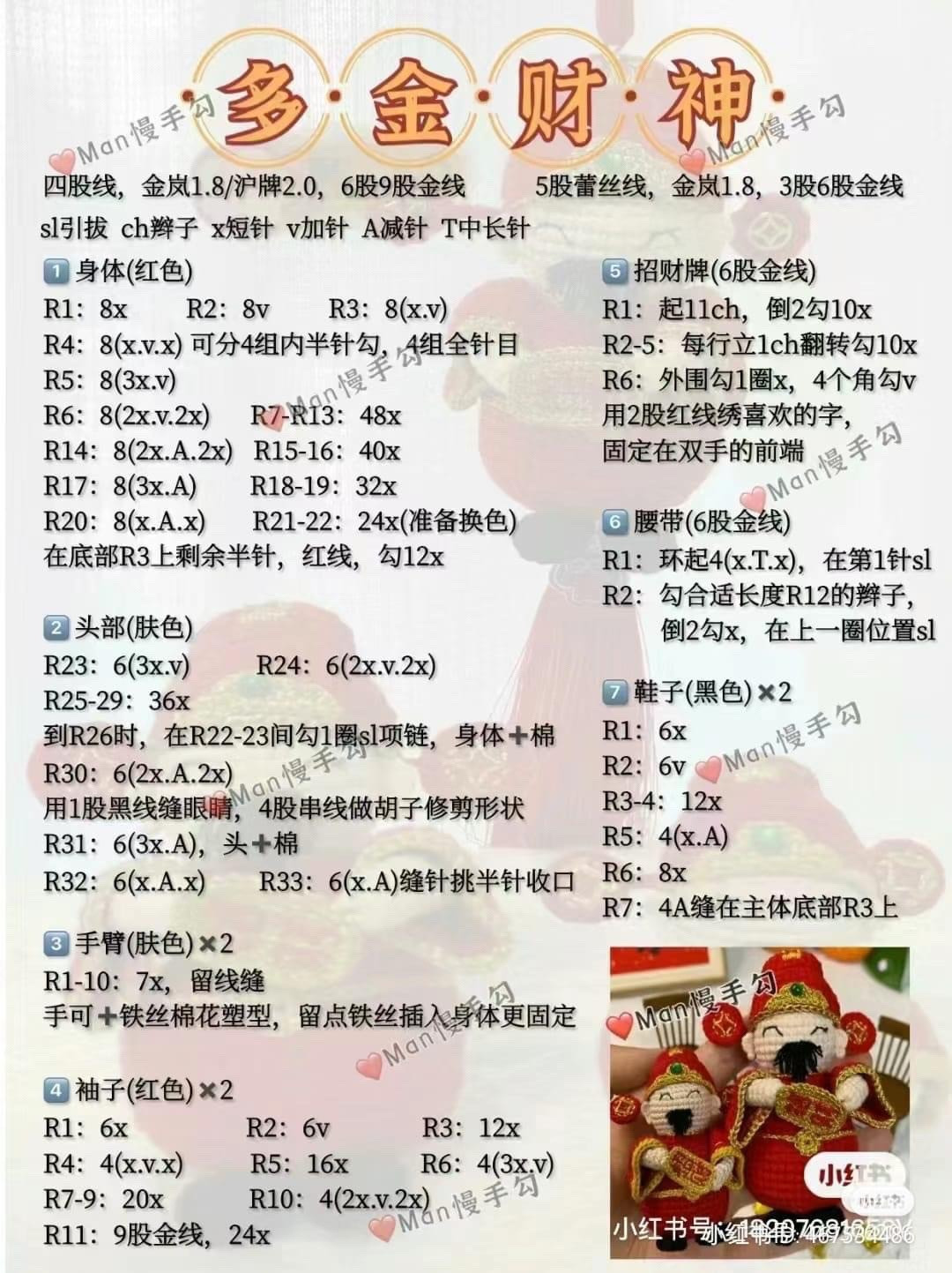 Crochet Pattern for Wealth God Rat Amigurumi Doll