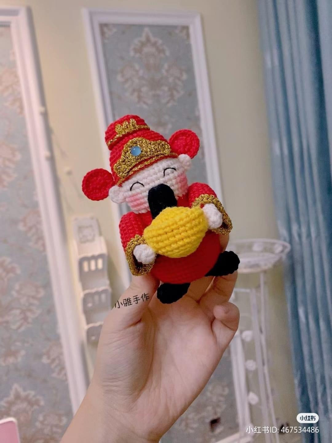 Crochet Pattern for Wealth God Rat Amigurumi Doll