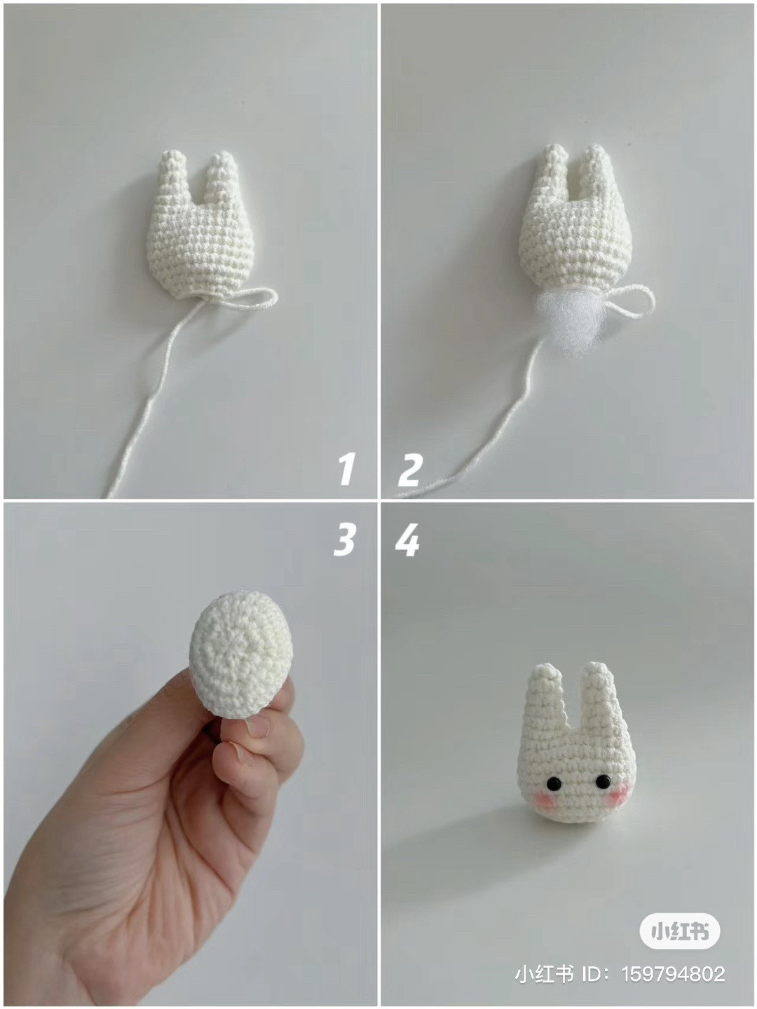 Crochet Pattern for White Cat in the Rain Character Head