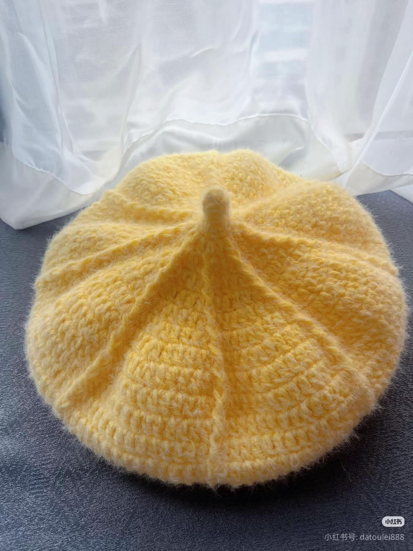 Crochet Pattern for Yellow Eight-Pointed Beret Hat