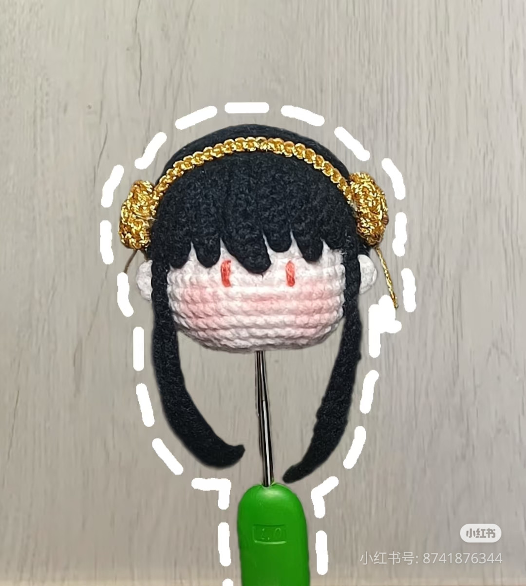 Crochet Pattern for Yor Forger Doll Head with Bangs and Braids