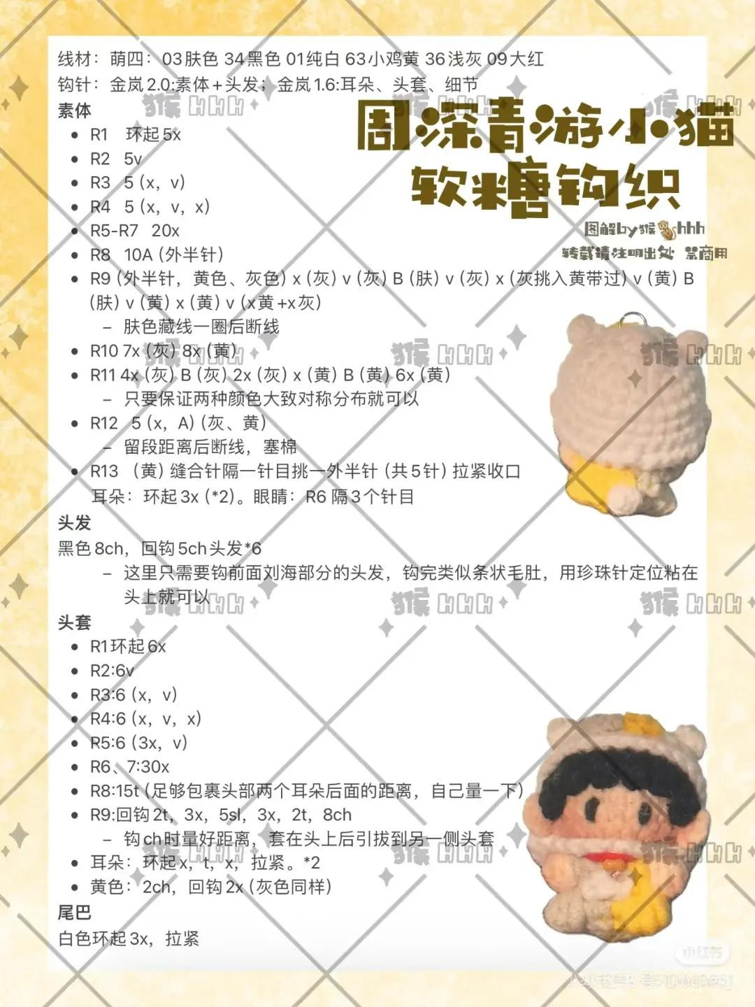 Crochet Pattern for Zhou Shen C929 and Cat Character Amigurumi