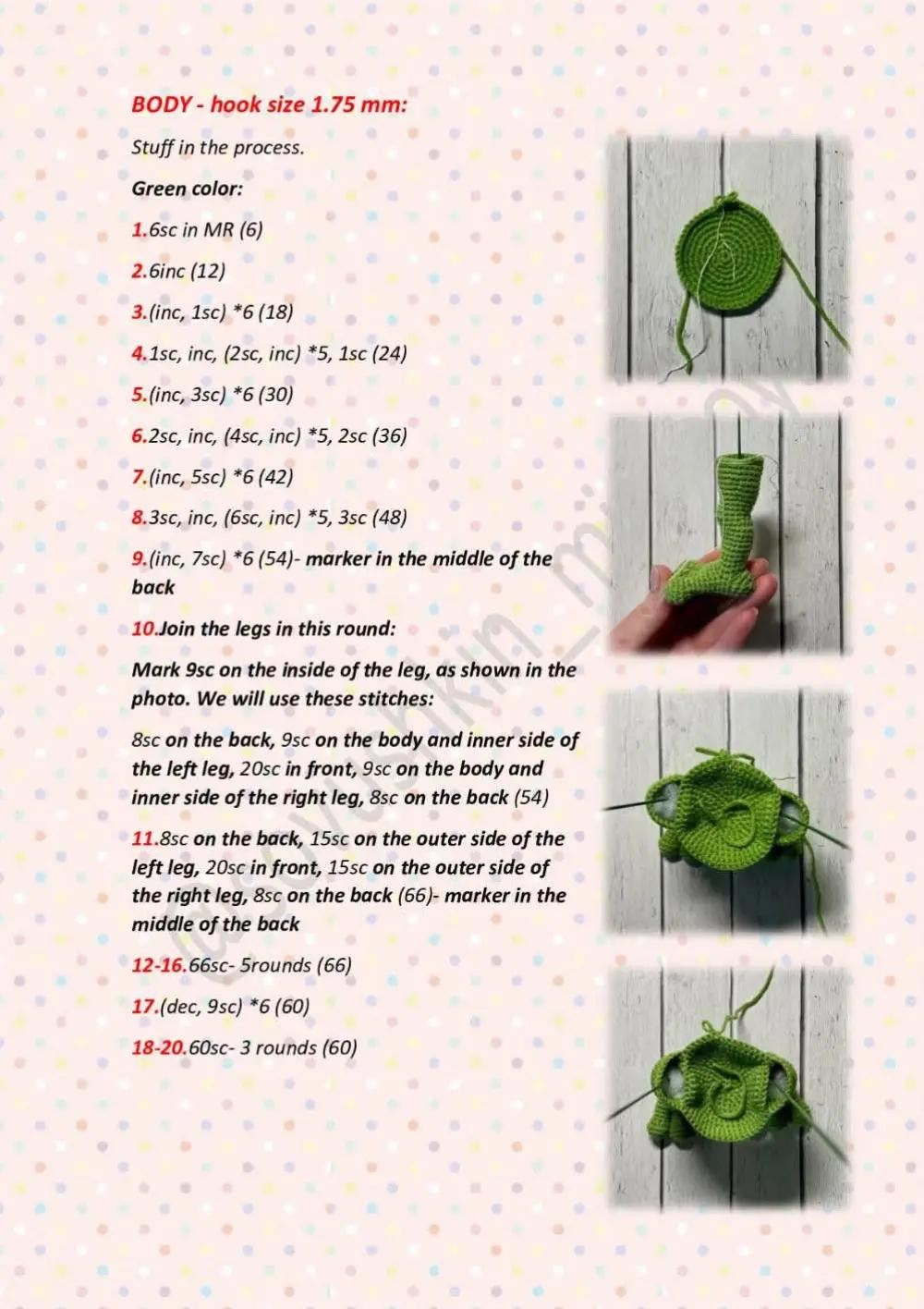 Crochet Pattern: Funny Green Frog Amigurumi Doll